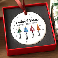 Personalized Sibling Ceramic Ornament, Family Keepsake Ornament, Brothers Sisters Forever Linked, Meaningful Christmas Decor, Family Gift