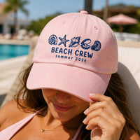 Custom Beach Vacation Embroidered Hat, Personalized Beach Crew Name Cap, Matching Family Cap, Summer Trip Hat, Family Matching Gift