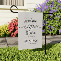 Personalized Newlywed Garden Flag, 12x18 Double Sided Porch Decor, Family Established Flag, Engagement Wedding Yard Decor, Wedding Gif