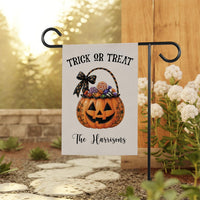 Personalized Trick or Treat Garden Flag, 12x18 Double Sided Outdoor Decor, Halloween Yard Flag, Family Name Porch Decor, Halloween Gift