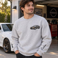 Custom Car Embroidered Sweatshirt, Personalized Vehicle Hoodie, Auto Lover Shirt, Cozy Hobby Crewneck, Hobby Gift for Car Enthusiast