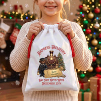 Personalized Santa Sack, Train Christmas Toy Sack with Name, Express Delivery Gift Bag, Personalized Present Sack, Christmas Eve Gift
