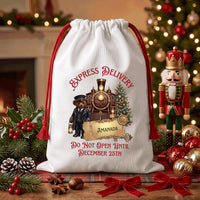 Personalized Santa Sack, Train Christmas Toy Sack with Name, Express Delivery Gift Bag, Personalized Present Sack, Christmas Eve Gift