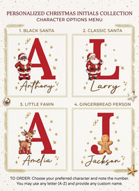 Personalized Santa Sack, Christmas Toy Sack with Name Initial, Cute Character Sack for Kids, Reusable Kids Santa Bag, Named Christmas Gift