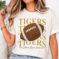 Custom Football Mom Shirt, Personalized Team Name Number Tee, Sparkle Game Day School Spirit Top, Football Season Shirt, Sports Mom Gift