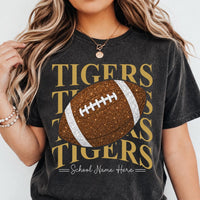 Custom Football Mom Shirt, Personalized Team Name Number Tee, Sparkle Game Day School Spirit Top, Football Season Shirt, Sports Mom Gift