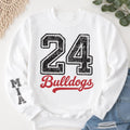 Personalized Sports Number Sweatshirt, Custom Mascot Game Day Hoodie, Player Name Shirt, College Football Fan, Athlete Gift, Front Sleeve