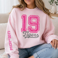 Personalized Sports Number Sweatshirt, Custom Mascot Game Day Hoodie, Player Name Shirt, College Football Fan, Athlete Gift, Front Sleeve
