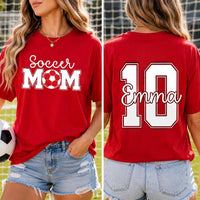 Personalized Soccer Mom Shirt, Custom Game Day Tee, Team Tee, Youth Player Jersey Number & Name, Sideline Sports Mom Gift, Front Back