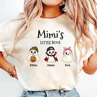 Personalized Grandma Halloween Shirt, Custom Grandkids Names Tee, Mimi Nana Gigi Little Boos Top, Cute Ghost Family Tee, Gift for Grandma