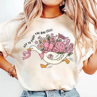 Personalized Breast Cancer Goose Shirt, Custom Name Pink Ribbon Tee, Off to Fight the Bad Cells, Cute Awareness Shirt, Gift for Survivor