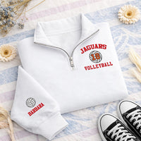 Personalized Volleyball Embroidered Quarter Zip Sweatshirt, Custom Team Player Number, Sporty Pullover, Senior Night Gift, Tournament Gift