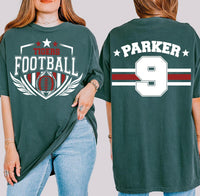 Personalized Football Mom Shirt, Custom Team Name and Player Number Tee, High School Game Day Shirt, Football Cheer Fan Top, Front Back