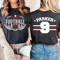 Personalized Football Mom Shirt, Custom Team Name and Player Number Tee, High School Game Day Shirt, Football Cheer Fan Top, Front Back