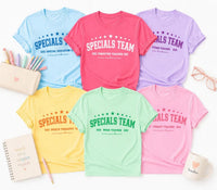 Personalized Specials Squad Teacher Shirt, Custom PE Art Music Library Tee, Custom Teacher Name Tee, Specials Team, Back to School Gift