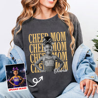 Personalized Cheer Mom Photo Shirt, Custom Senior Cheer Photo Tee, Retro Childhood Picture Top, Class of 2026 Outfit, Sports Mom Gift