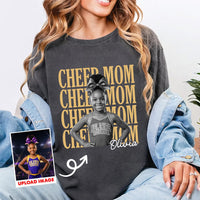 Personalized Cheer Mom Photo Shirt, Custom Senior Cheer Photo Tee, Retro Childhood Picture Top, Class of 2026 Outfit, Sports Mom Gift