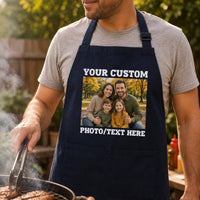 Personalized Photo Apron, Custom Picture Cooking Apron, Kitchen Apron with Pockets, Custom Text Chef Apron, Christmas Gift for Him or Her