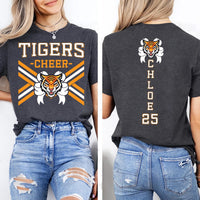 Personalized Cheer Team Name Shirt, Custom Mascot Cheerleader Tee, Team Name and Number Top, School Spirit, Cheer Coach Gift, Front Back