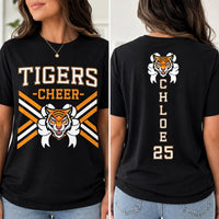Personalized Cheer Team Name Shirt, Custom Mascot Cheerleader Tee, Team Name and Number Top, School Spirit, Cheer Coach Gift, Front Back