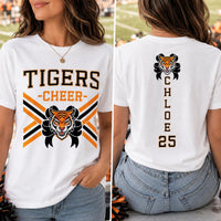 Personalized Cheer Team Name Shirt, Custom Mascot Cheerleader Tee, Team Name and Number Top, School Spirit, Cheer Coach Gift, Front Back