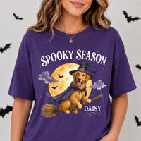 Custom Dog Photo Halloween Shirt, Personalized Witch Pet Tee, Spooky Season Dog Mom Top, Custom Pet Name Tee, Halloween Gift for Her