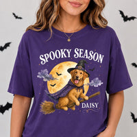 Custom Dog Photo Halloween Shirt, Personalized Witch Pet Tee, Spooky Season Dog Mom Top, Custom Pet Name Tee, Halloween Gift for Her