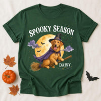 Custom Dog Photo Halloween Shirt, Personalized Witch Pet Tee, Spooky Season Dog Mom Top, Custom Pet Name Tee, Halloween Gift for Her