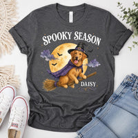Custom Dog Photo Halloween Shirt, Personalized Witch Pet Tee, Spooky Season Dog Mom Top, Custom Pet Name Tee, Halloween Gift for Her