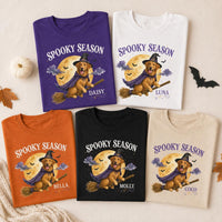 Custom Dog Photo Halloween Shirt, Personalized Witch Pet Tee, Spooky Season Dog Mom Top, Custom Pet Name Tee, Halloween Gift for Her