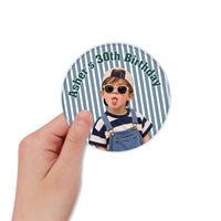 Personalized Photo Birthday Stickers, Custom Face Party Favor Labels, Name & Age Birthday Sticker, Photo Labels, Kids Adult Party Deco