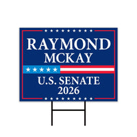Raymond Mckay For Rhode Island Senate 2026 Yard Sign, Corrugated Plastic Senate Elections, Race Red White Blue Yard Sign with Metal H-Stake