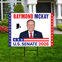 Raymond Mckay For Rhode Island Senate 2026 Yard Sign, Corrugated Plastic Senate Elections, Race Red White Blue Yard Sign with Metal H-Stake