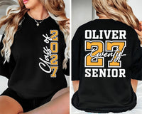 Personalized Senior Class of 2027 Shirt, Custom Graduate Name Tee, Front and Back Varsity Print Tee, Graduation Photo Outfit, Senior Gift