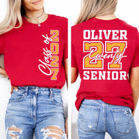 Personalized Senior Class of 2027 Shirt, Custom Graduate Name Tee, Front and Back Varsity Print Tee, Graduation Photo Outfit, Senior Gift