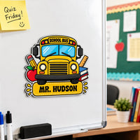 Custom School Bus Name Magnet, Personalized Fridge Magnet, Teacher Classroom Name Decor, School Bus Cutout Magnet, Personalized Gift
