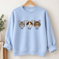 Custom Pet Portrait Embroidered Sweatshirt, Personalized Dog & Cat Shirt, Animal Name Long Sleeve, Dog Lover Hoodie, Gift for Cat Lover