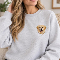 Custom Pet Portrait Embroidered Sweatshirt, Personalized Dog Cat Hoodie, Animal Lover Shirt, Cute Fur Mama Crewneck, Gift for Pet Lover