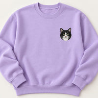 Custom Pet Portrait Embroidered Sweatshirt, Personalized Dog Cat Hoodie, Animal Lover Shirt, Cute Fur Mama Crewneck, Gift for Pet Lover