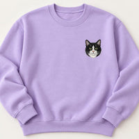 Custom Pet Portrait Embroidered Sweatshirt, Personalized Dog Cat Hoodie, Animal Lover Shirt, Cute Fur Mama Crewneck, Gift for Pet Lover