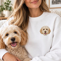 Custom Pet Portrait Embroidered Sweatshirt, Personalized Dog Cat Hoodie, Animal Lover Shirt, Cute Fur Mama Crewneck, Gift for Pet Lover