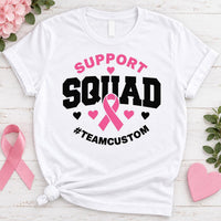 Personalized Breast Cancer Support Squad Shirt, Custom Team Name Tee, Pink Ribbon Awareness Shirt, Fundraiser Group Tee, Custom Team Gift