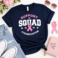 Personalized Breast Cancer Support Squad Shirt, Custom Team Name Tee, Pink Ribbon Awareness Shirt, Fundraiser Group Tee, Custom Team Gift