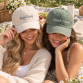 Personalized Positive Quote Embroidered Hat, Custom Text Name Cap, Bio Washed Cotton Cap, Minimalist Everyday Headwear, Gift for Her