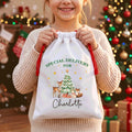 Personalized Woodland Santa Sack, Name Christmas Gift Bag, Kids Christmas Toy Sack, Forest Animal Holiday Bag, Named Christmas Gift