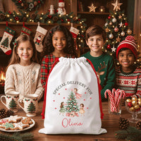 Personalized Fairy Santa Sack, Named Fairy Christmas Toy Sack, Kids Christmas Toy Sack, Large Drawstring Gift Bag, Kids Christmas Gift