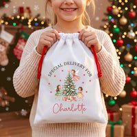Personalized Fairy Santa Sack, Named Fairy Christmas Toy Sack, Kids Christmas Toy Sack, Large Drawstring Gift Bag, Kids Christmas Gift