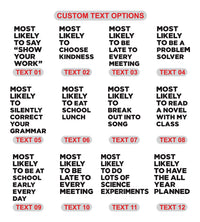 Personalized Most Likely Teacher Shirt, Custom School Superlative Tee, Cute Teacher Tee, Matching Faculty Outfit, Back to School Gift