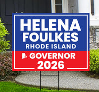 Helena Foulkes For Rhode Island Governor 2026 Yard Sign, Corrugated Governor Elections Race Red White & Blue Yard Sign with Metal H-Stake
