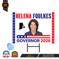 Helena Foulkes For Rhode Island Governor 2026 Yard Sign, Corrugated Governor Elections Race Red White & Blue Yard Sign with Metal H-Stake